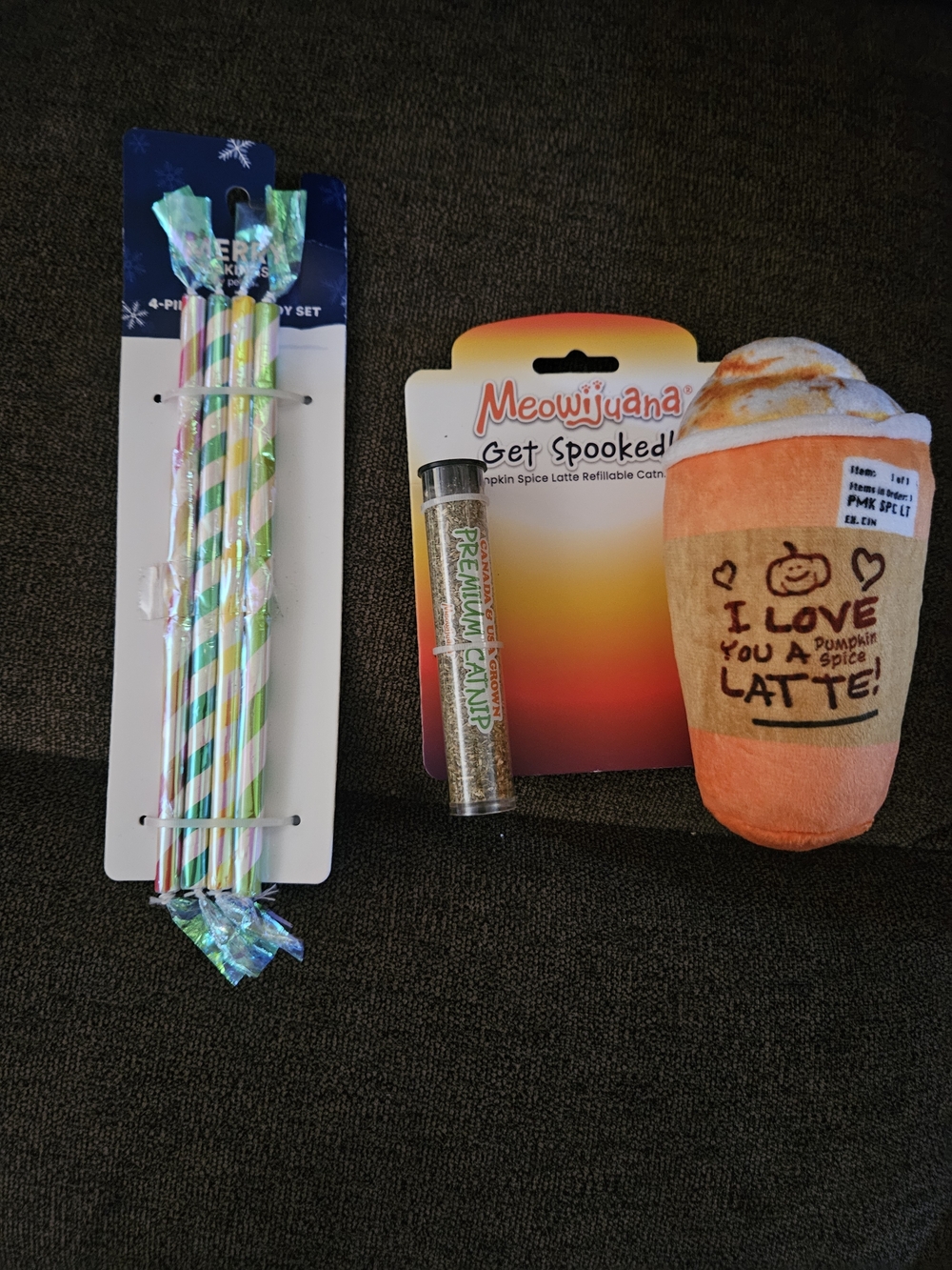 Pumpkin Spice Latte Refillable Catnip Toy - Orange And Fun Sticks